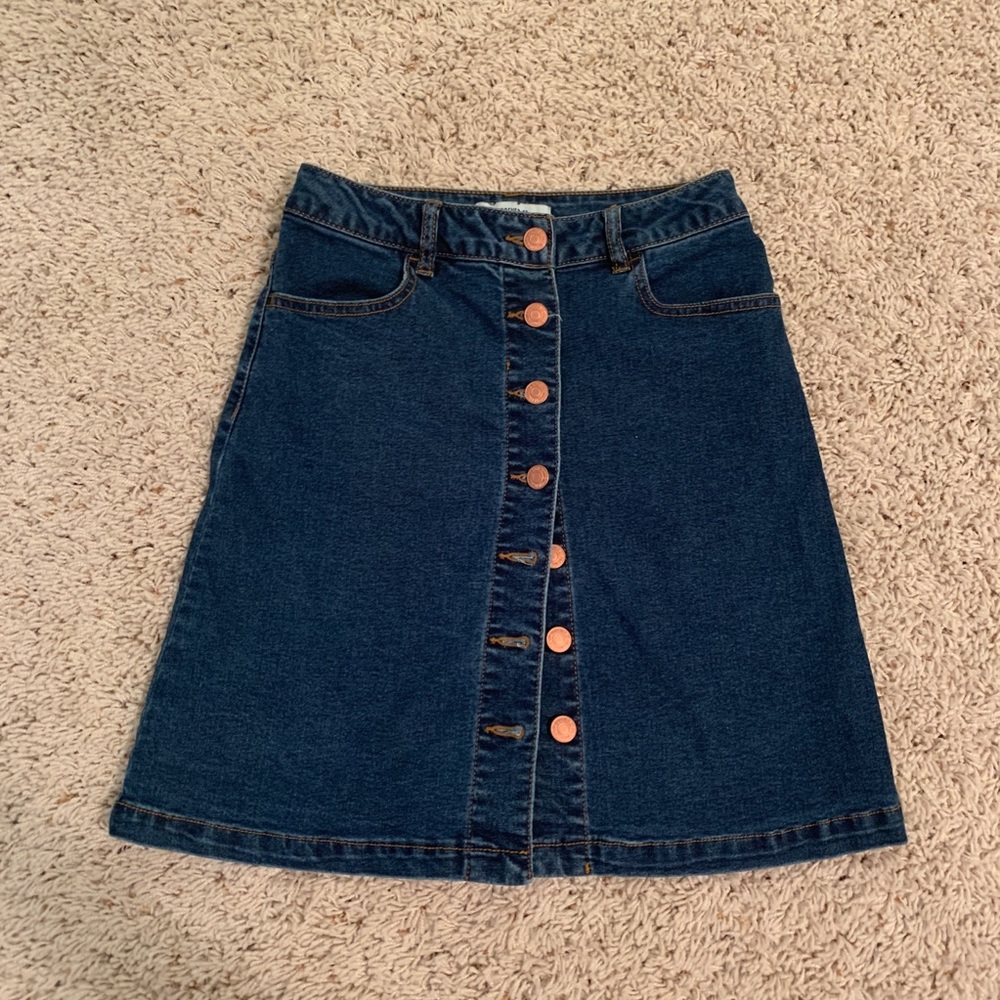 Forever 21 Blue Denim Button Up Skirt